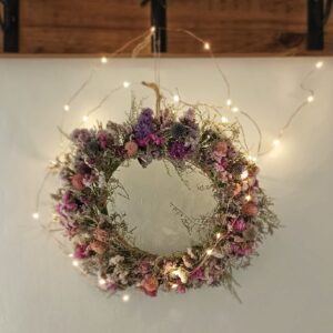 Corona de flores secas "Patagonia" COLOR ROSADO Y LAVANDA